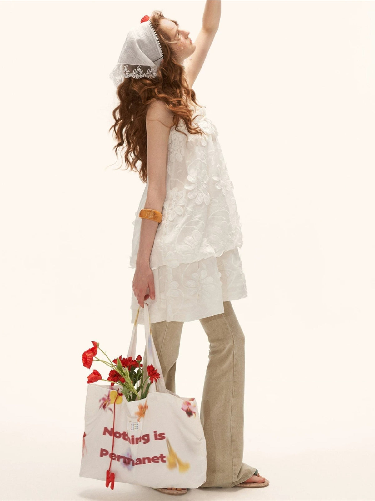 White Floral Appliqué Strapless Mini Dress