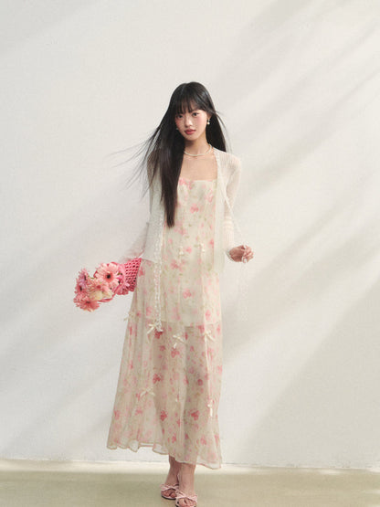 Three-Way Floral Spaghetti-Strap Dress