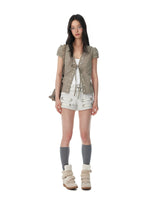 Tie Waist Puff Sleeve Short Blouse