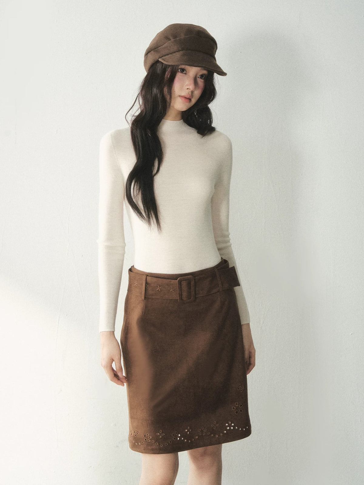 Pure Wool Mock Neck Knit Top