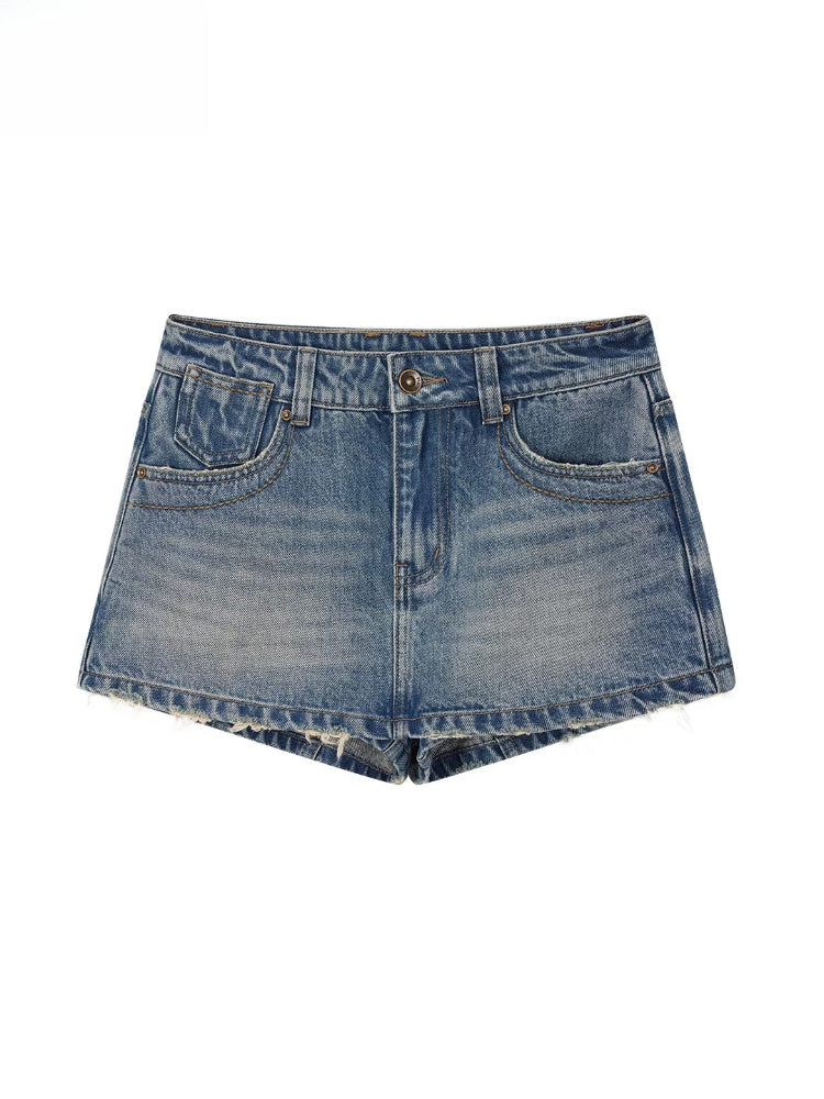 Vintage Bamboo Wash Denim Mini Skort