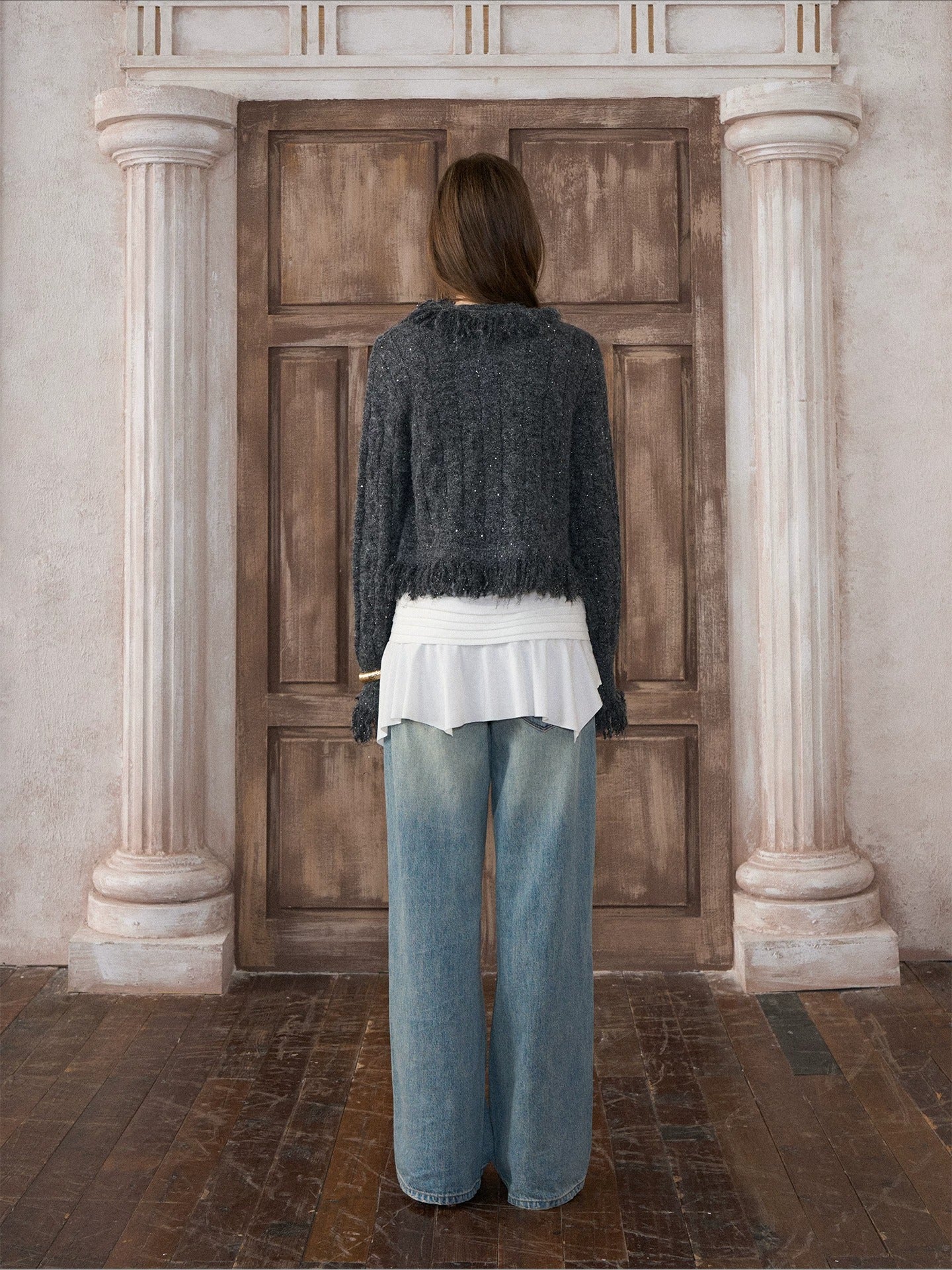 Shimmer Fringe Knit Cardigan