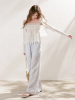 White & Blue Tie Knit Cardigan