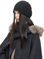 Hooded Wool Blend Long Coat