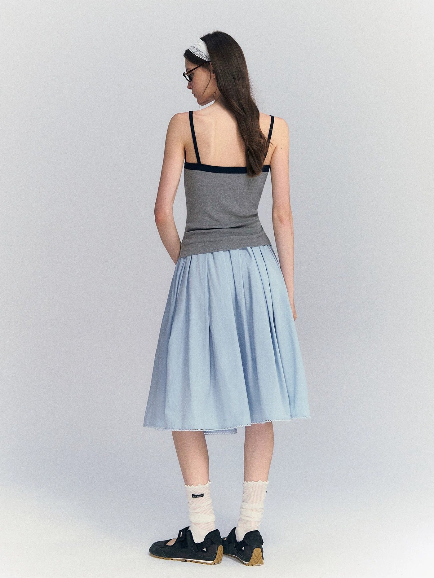 Lace Pleated Midi Skirt