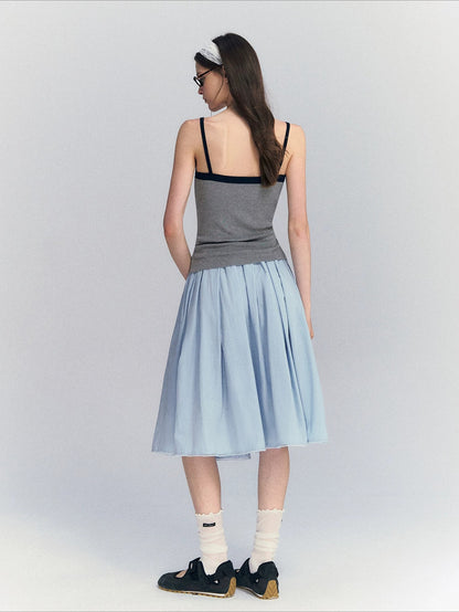 Lace Pleated Midi Skirt