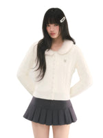 Cable Knit Fur Collar Cardigan
