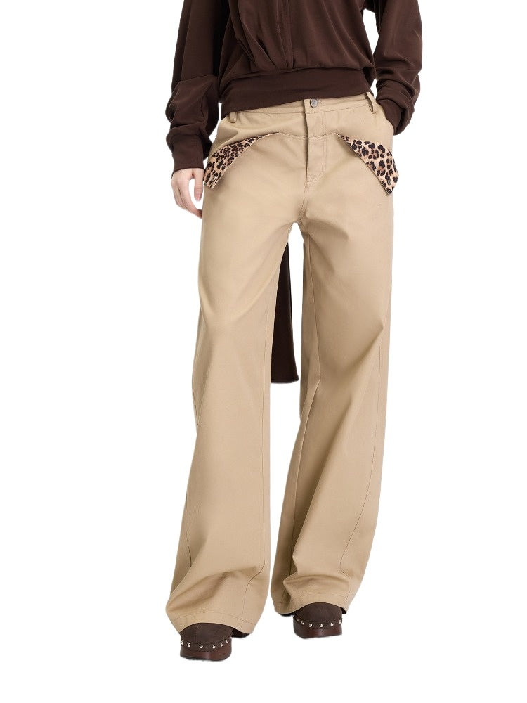Khaki Leopard Pocket Pants