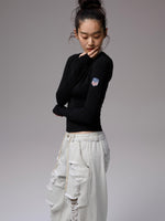 Hooded Zip Slim Long-Sleeve T-shirt