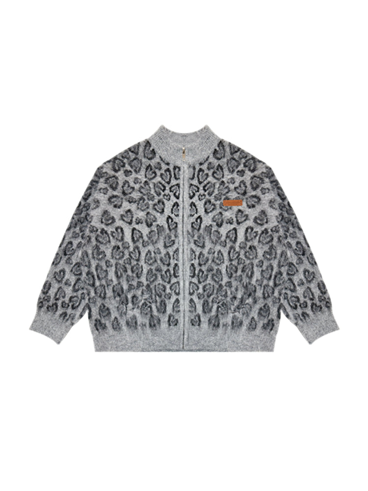 Brown &amp; Gray Leopard Print Cardigan