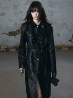 Asymmetric Knight Leather Trench Coat