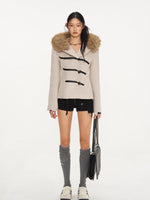 Black & Oatmeal Wool Toggle Coat
