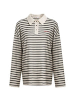Retro Striped Relaxed Polo Top