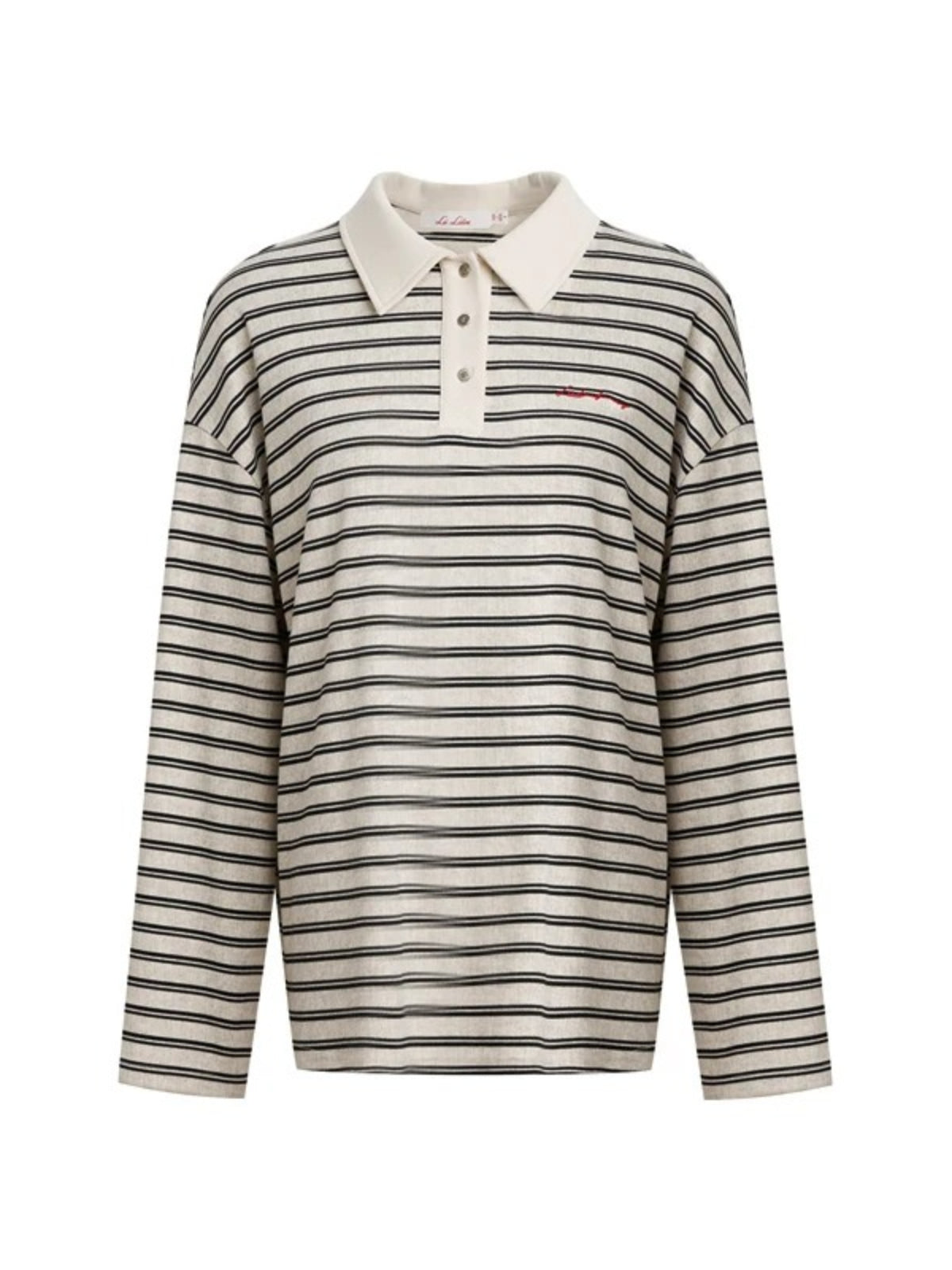 Retro Striped Relaxed Polo Top