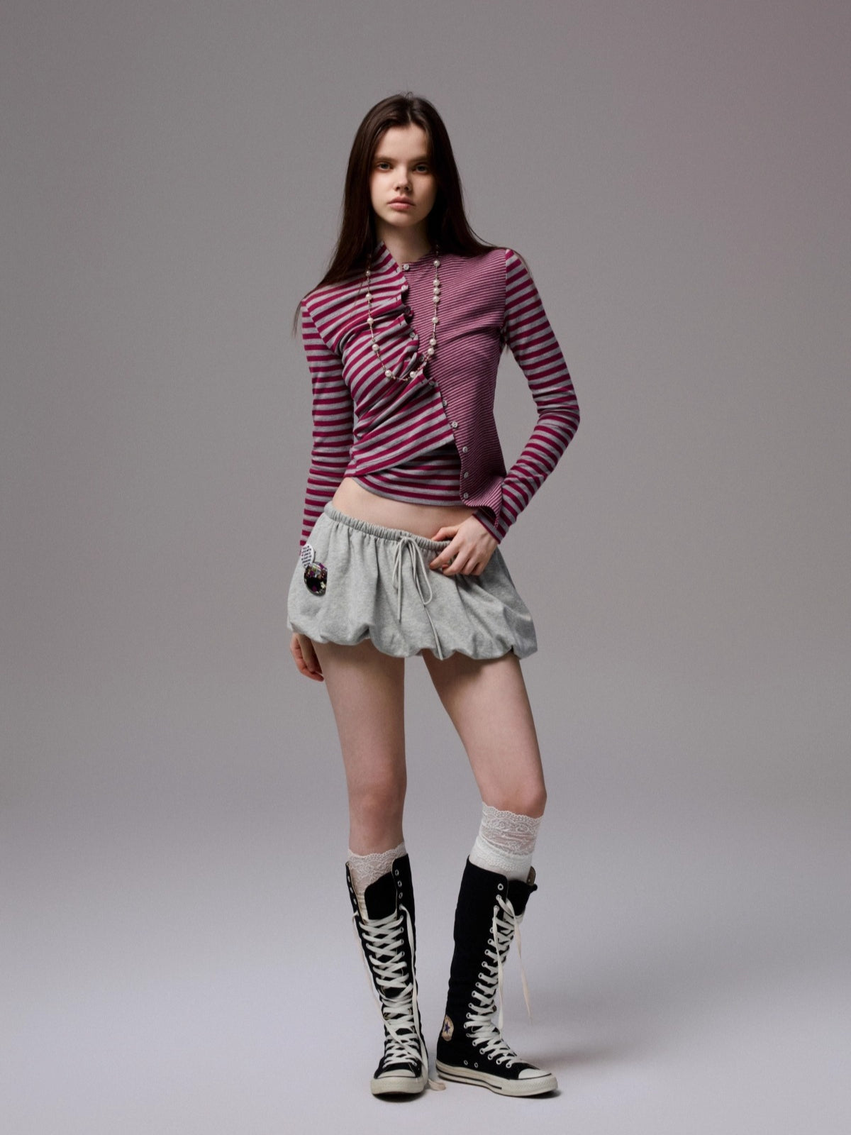 Double-Face Striped Knit 3-Piece Set