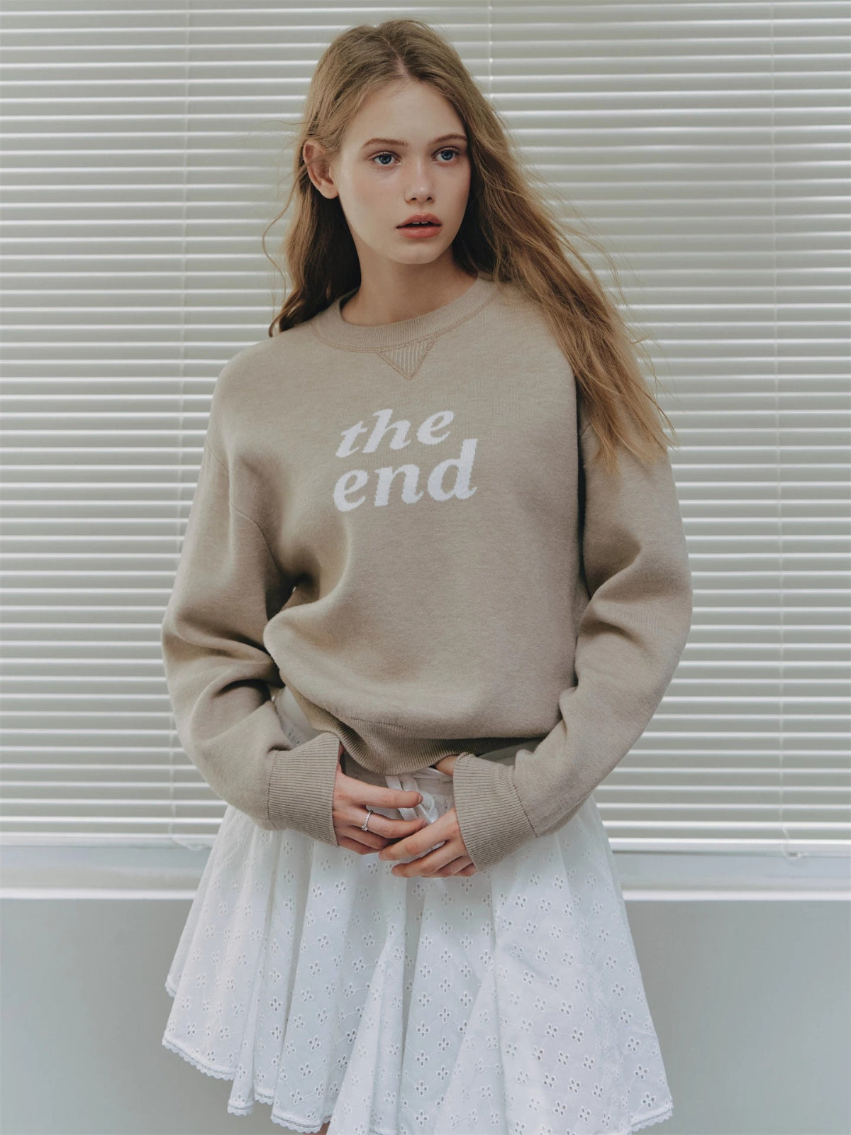 Minimal Letter Jacquard Knit Sweater