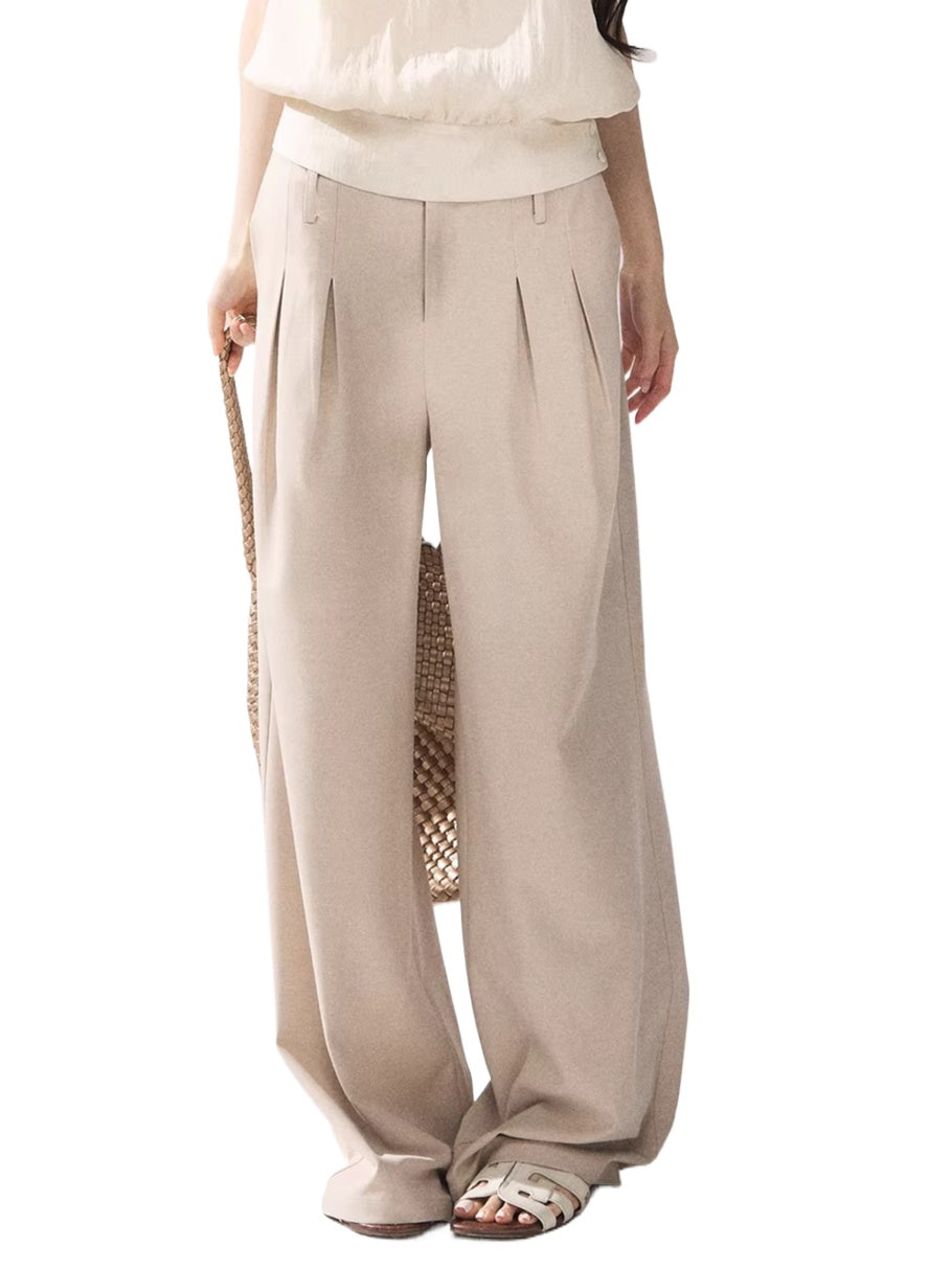 Khaki High Waist Wide Pants