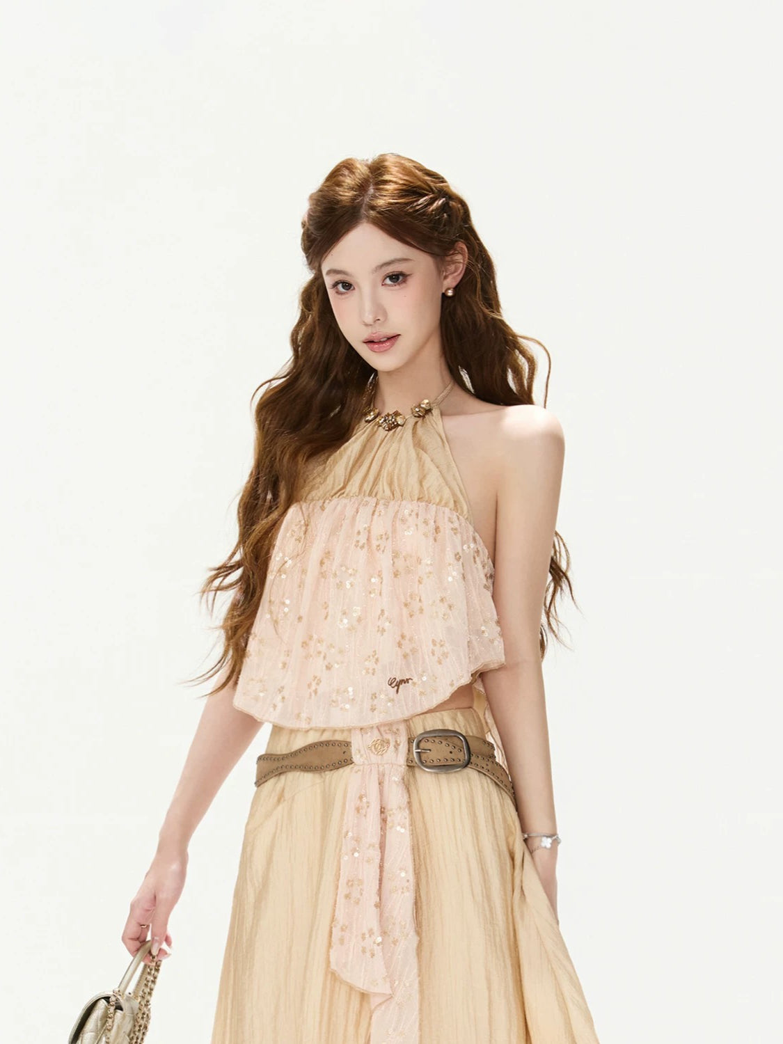 Beaded Halter Top &amp; Skirt Set