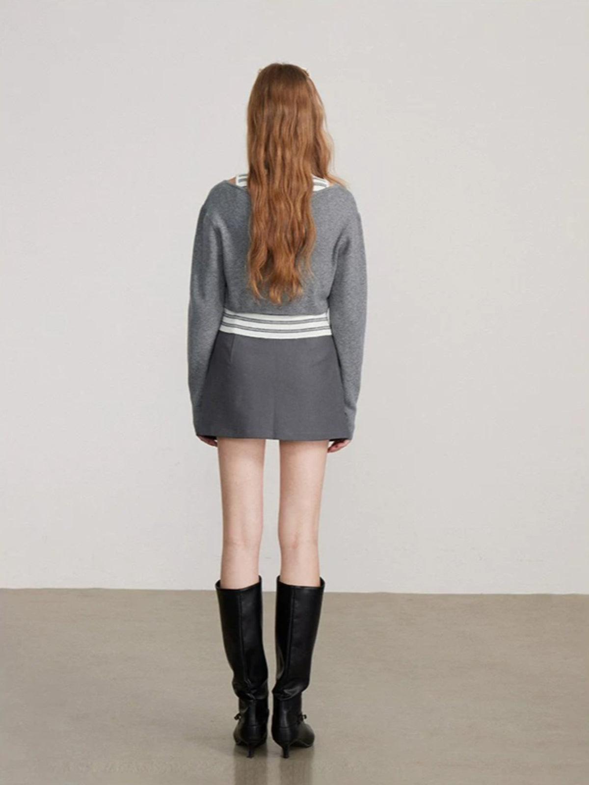 Contrast Stripe Vest Layered Set