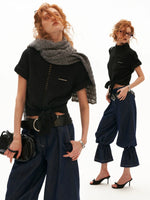 Wool Blend Tie Detail Knit Top