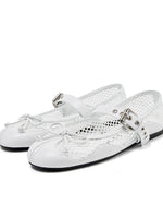 Fishing Net Woven Flat Mary Jane Shoes