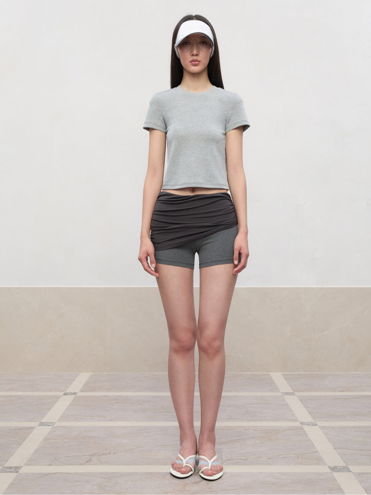 Regular-Shoulder Round Neck Short-Sleeve T-Shirt