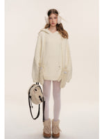 Bouclé Cable Knit Hooded & Shorts Set