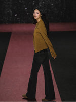 Asymmetric Diamond Quilted Faux Suede Jacket