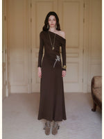 Asymmetric Off-Shoulder Wool Dress
