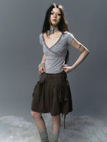 Butterfly Print Cross Neck T-Shirt