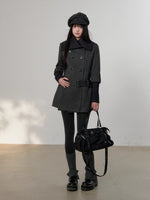 Belted Wool Blend Trench Dress