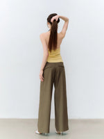 Gray & Khaki Rhinestone Wide-Leg Pants