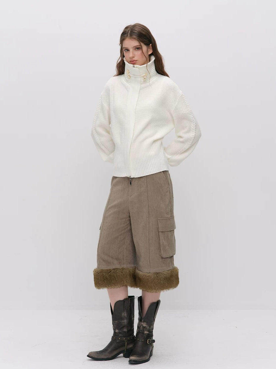 Oversized Toggle Collar Waffle Cardigan
