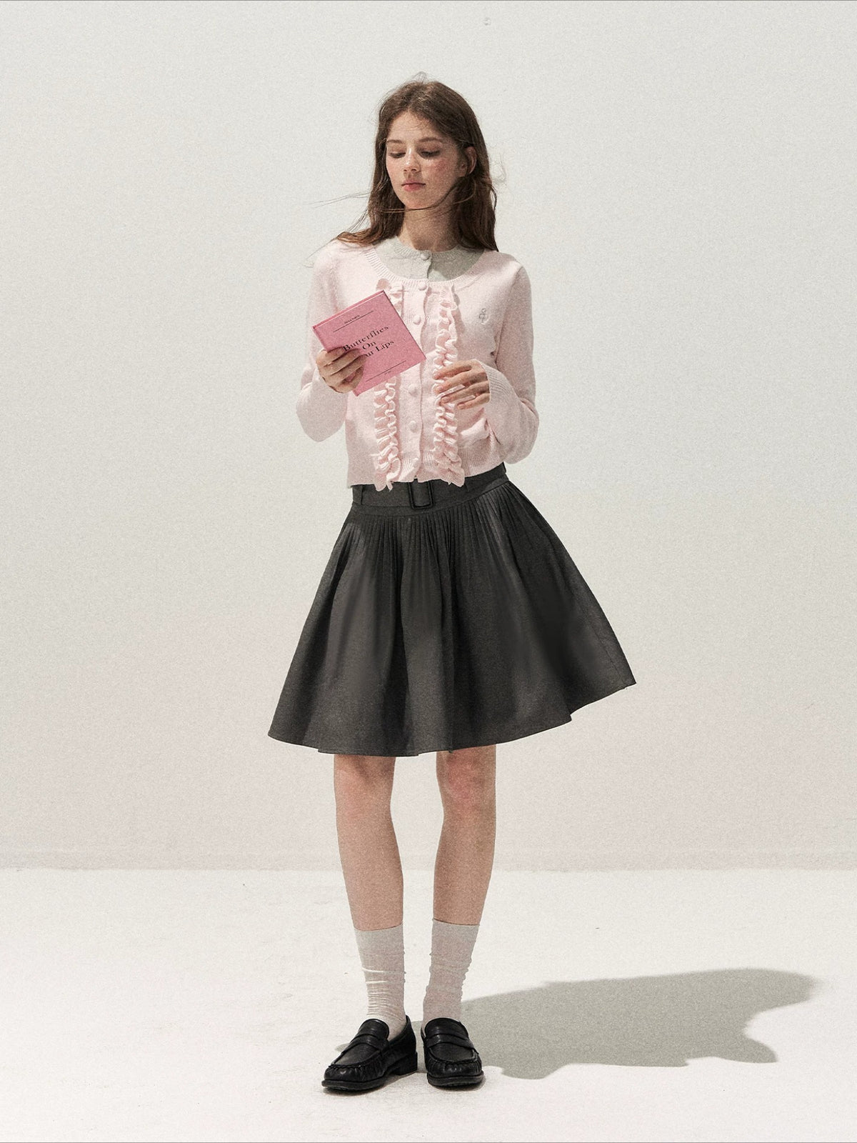 Ruffle Trim Vintage Knit Sweater
