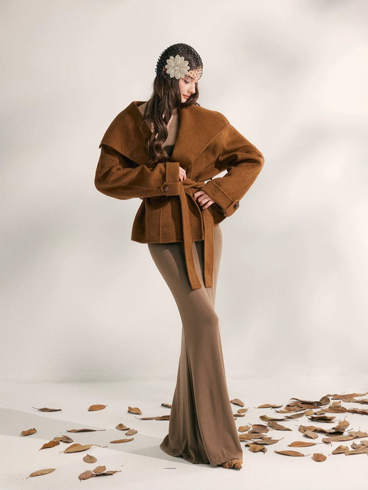 Wool Short Wrap Coat