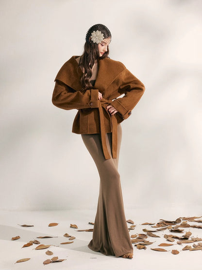 Wool Short Wrap Coat