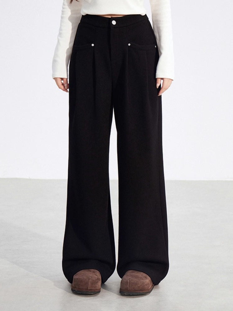 Chenille Fleece Wide-Leg Pants