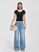 Ghost Tee Contrast Ribbed Slim T-shirt