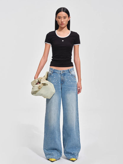 Ghost Tee Contrast Ribbed Slim T-shirt