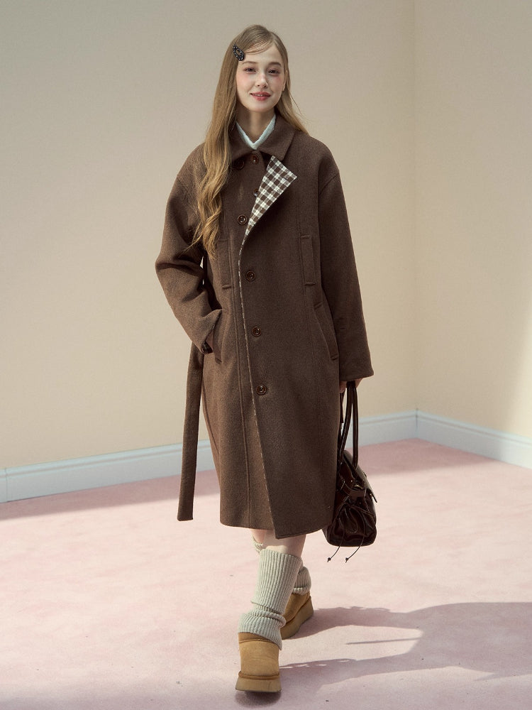 Pink &amp; Brown "Berlin Avenue" Plaid Coat
