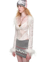 Ostrich Feather Trimmed Lace Bolero