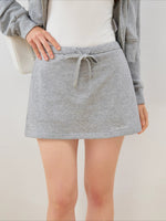Contrast Embroidered Zip Hoodie & Skirt Set