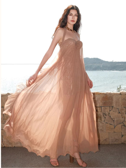 Thessa Mesh Halter Dress