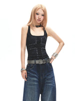 Studded Square Neck Halter Top