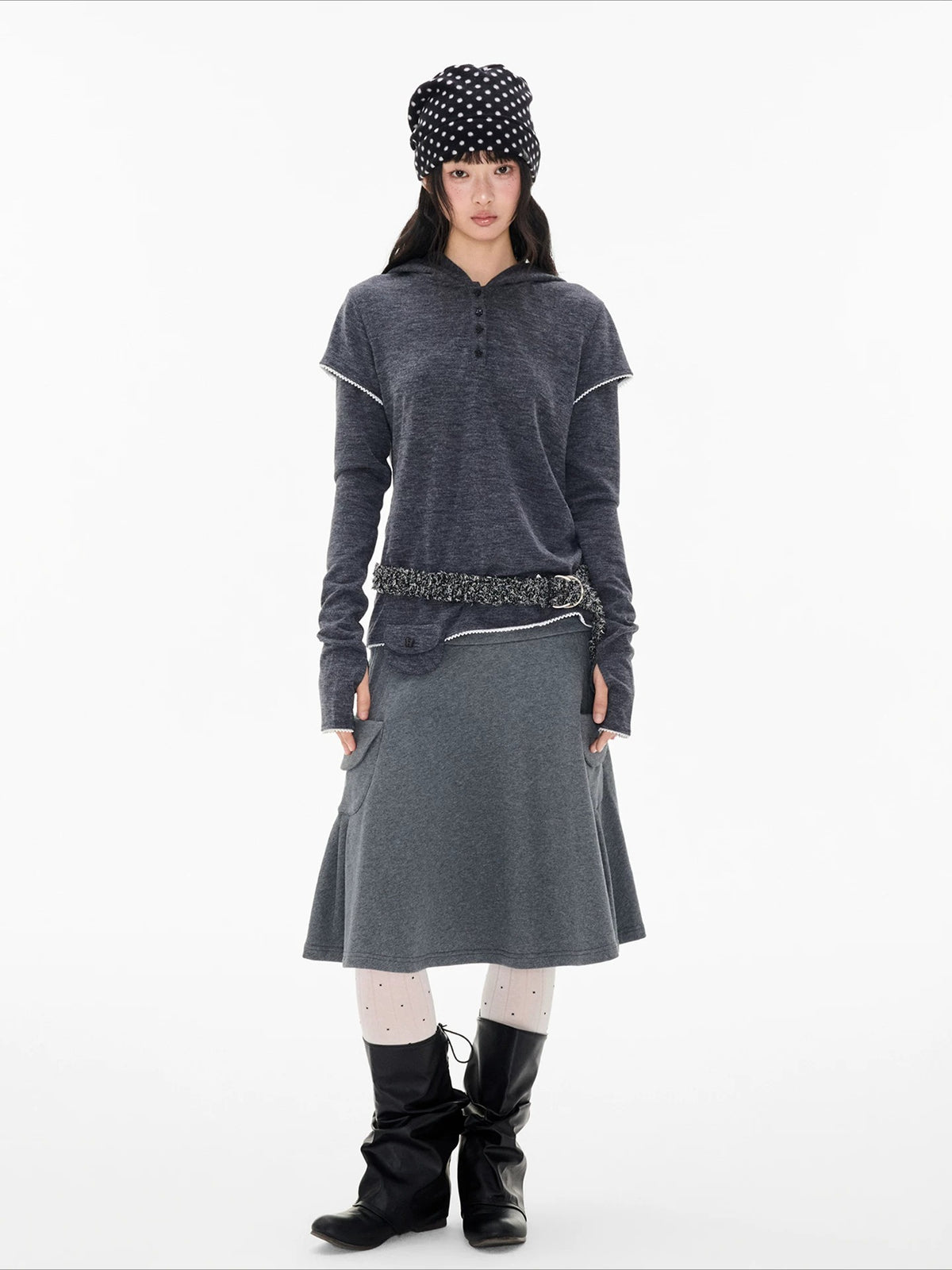 Star Button Layered Henley Top