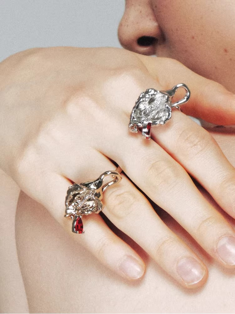 Floral Teardrop Open Ring