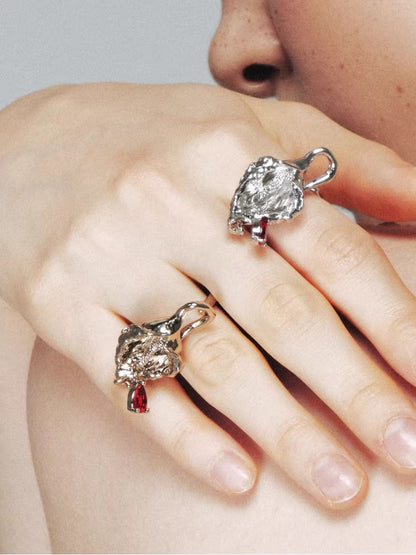 Floral Teardrop Open Ring