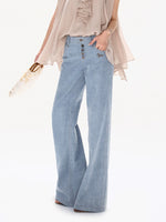 90S Metal Button Wide-Leg Jeans