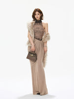 Lace Halter Mermaid Maxi Dress