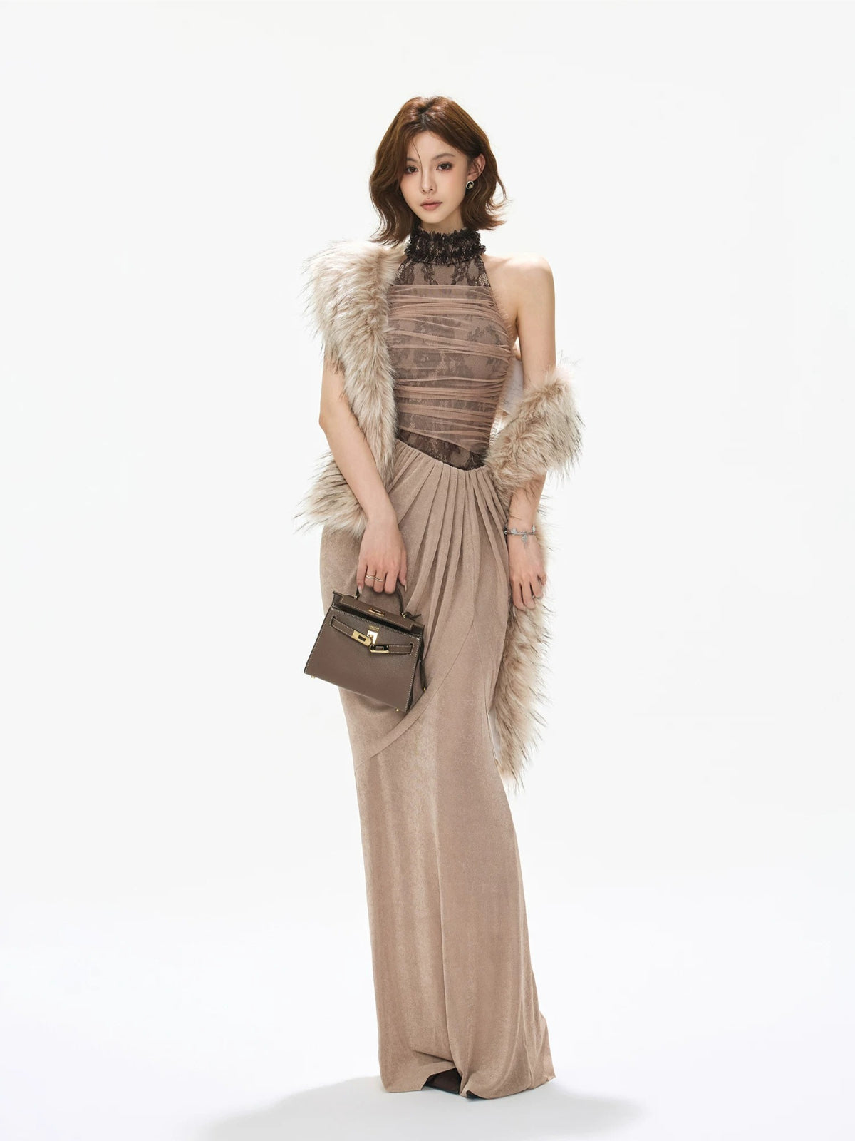 Lace Halter Mermaid Maxi Dress
